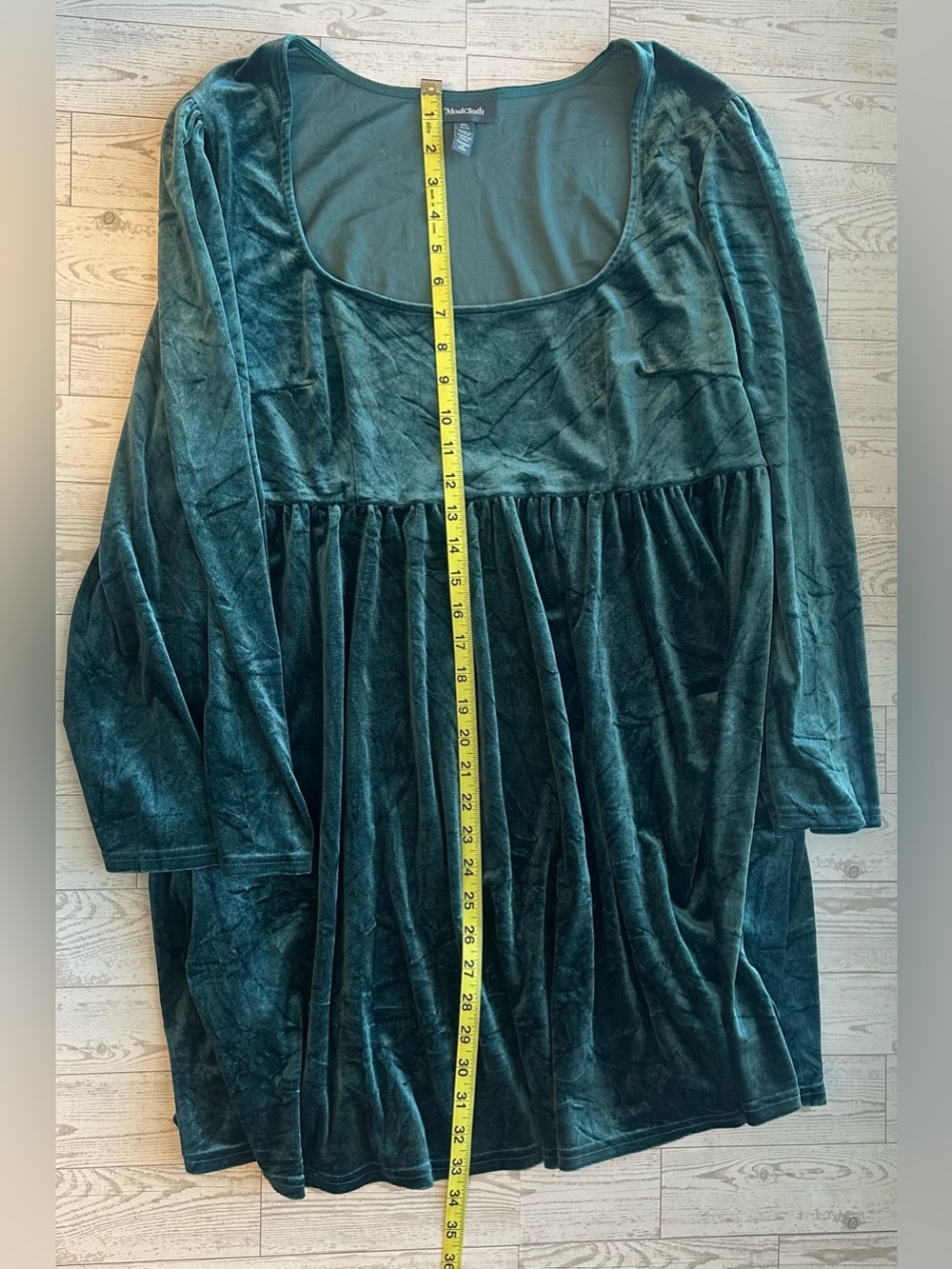ModCloth XL Velvet Babydoll Dress Long Sleeve Boho Romantic - Picture 7 of 8